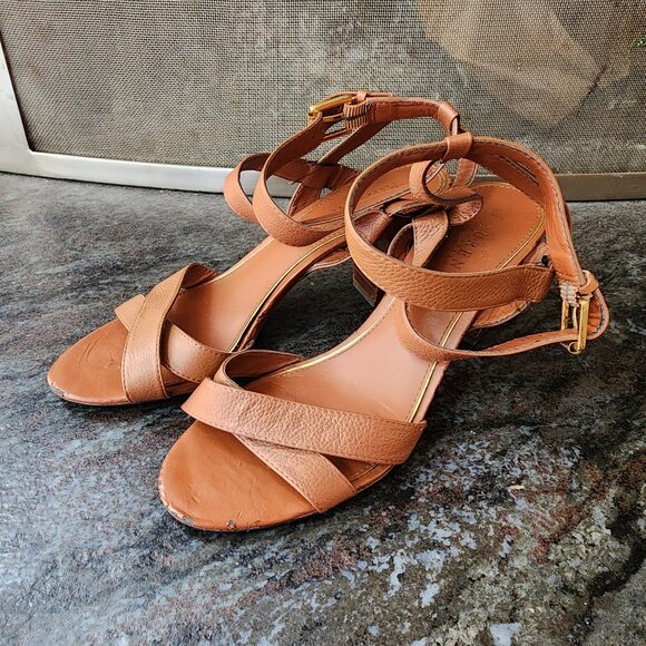 Lauren Ralph Lauren Brown Leather Luna Sandals Size 10B - Picture 9 of 16